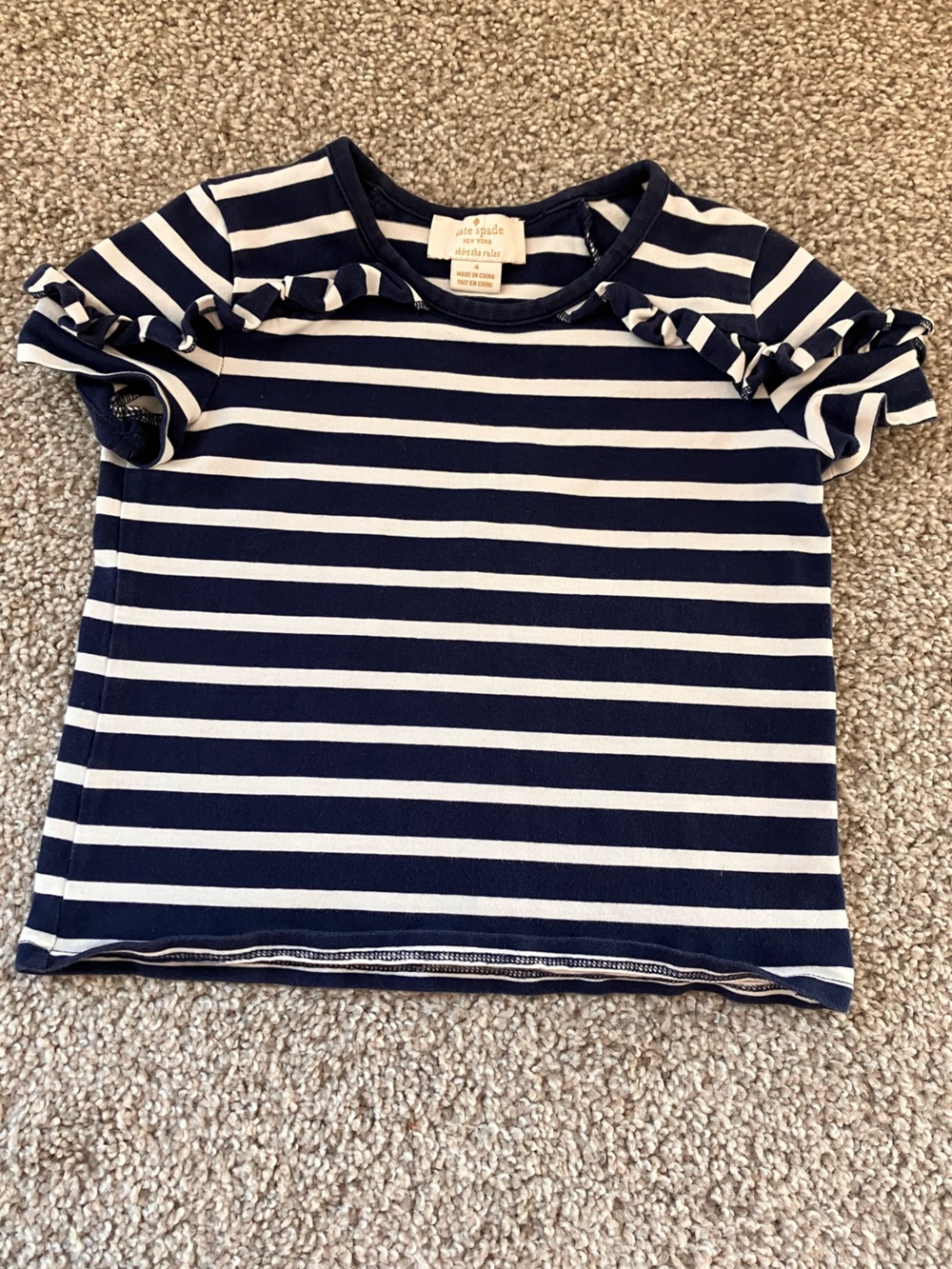 Kate Spade Navy and White Striped Ruffle Sleeve Kids Top